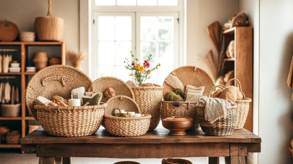Découvrez des paniers raphia artisanaux à vendre pour boutiques